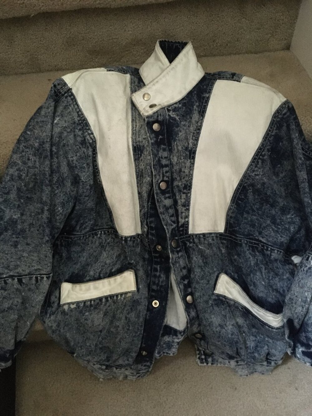 Demin and Leather Stone Washed Jacket Rare